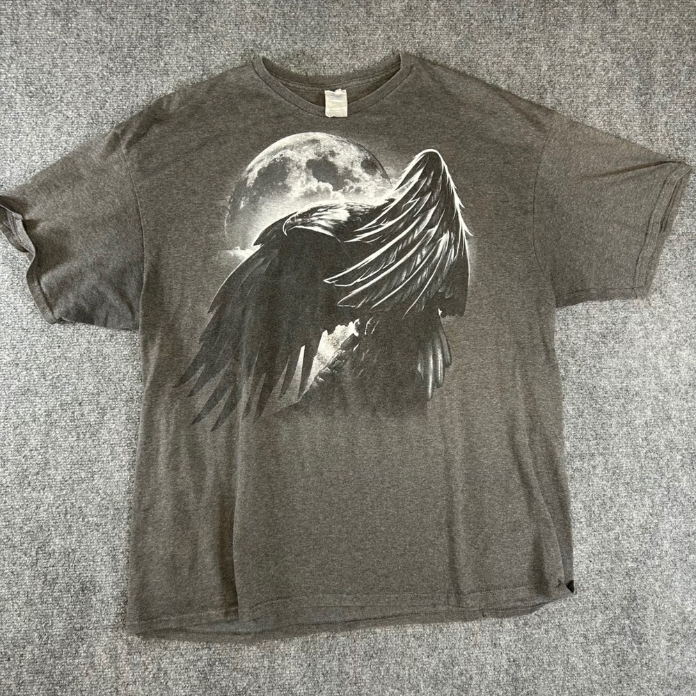 Delta Pro Weight Eagle Full Moon Graphic T-Shirt Gray 2XL Mens Short Sleeve